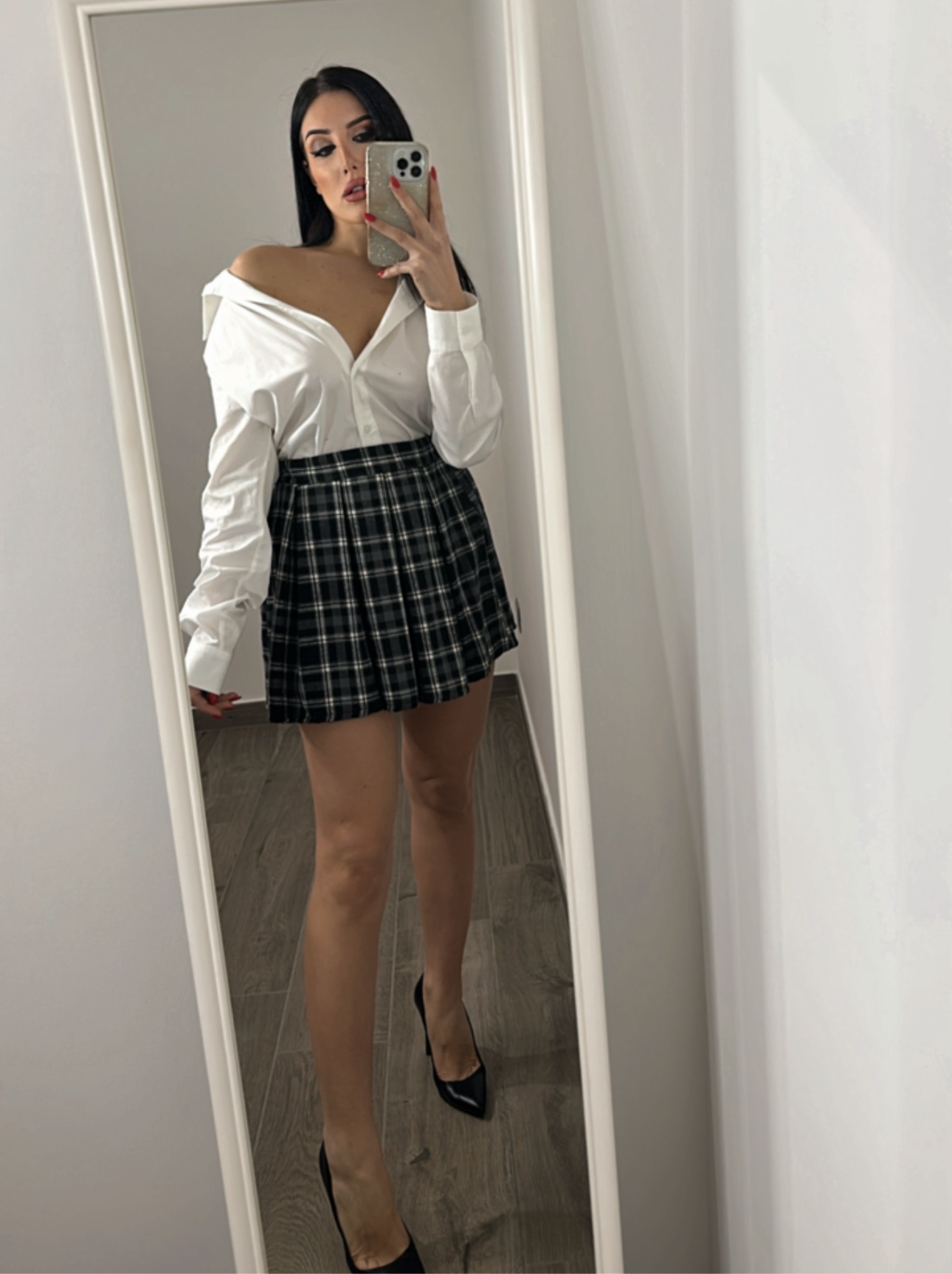 Minigonna a pieghe a quadretti