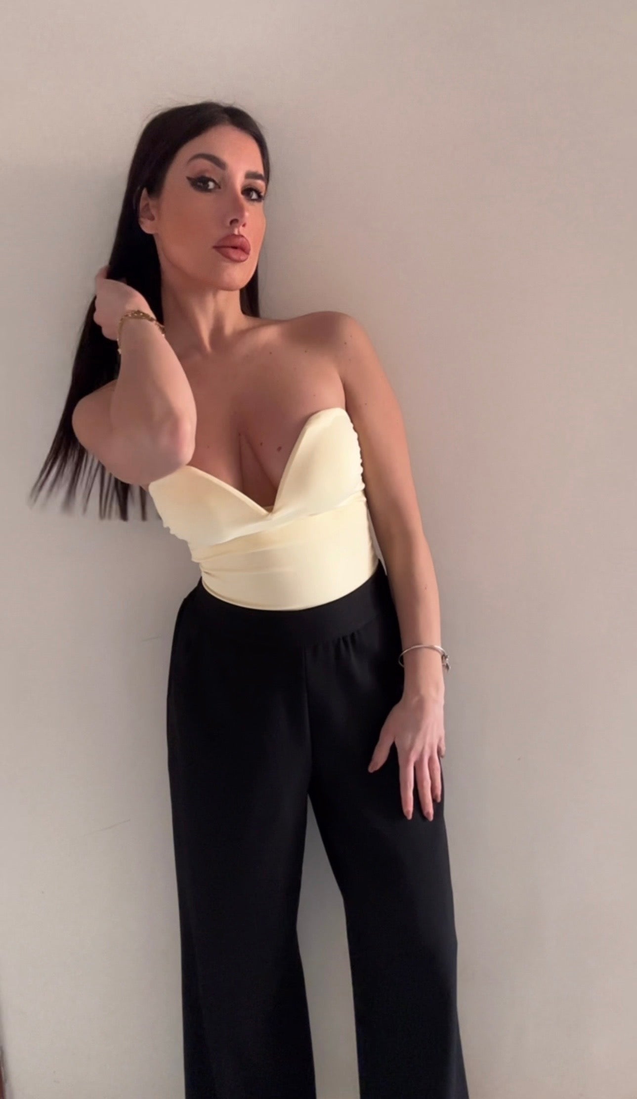 Body Bustier Giallo Burro con Scollo a Cuore