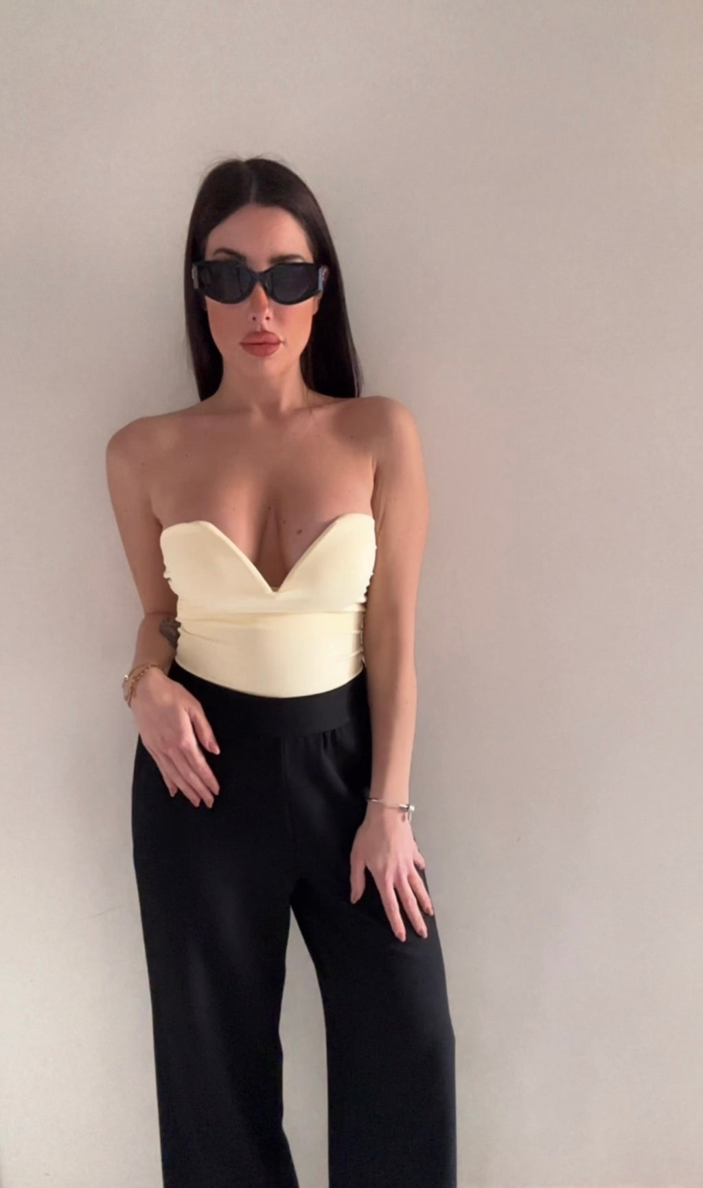 Body Bustier Giallo Burro con Scollo a Cuore