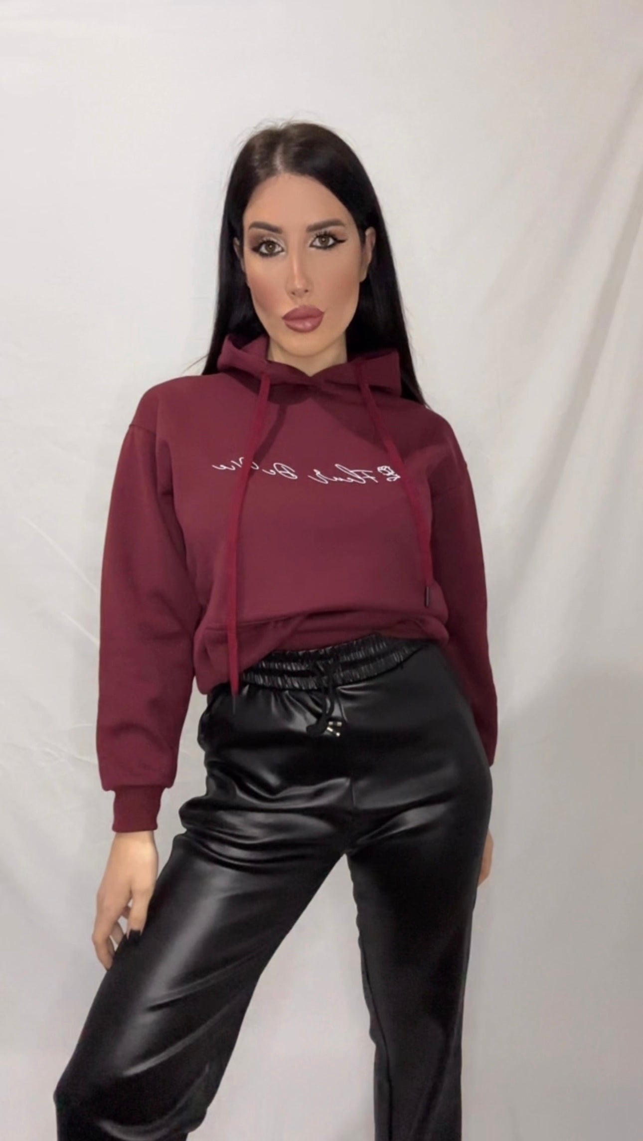 Pantalone Straight in ecopelle nera