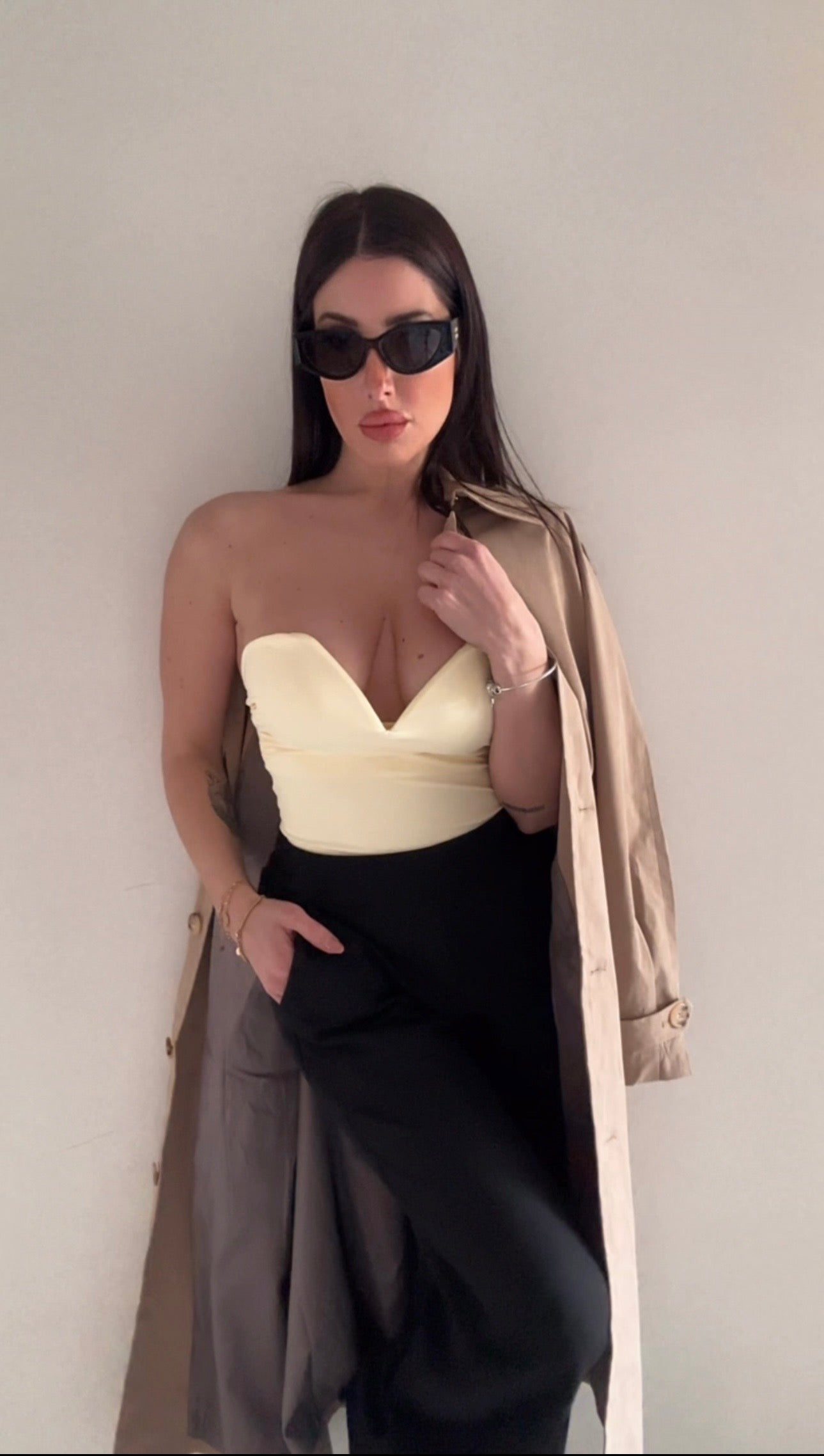 Body Bustier Giallo Burro con Scollo a Cuore