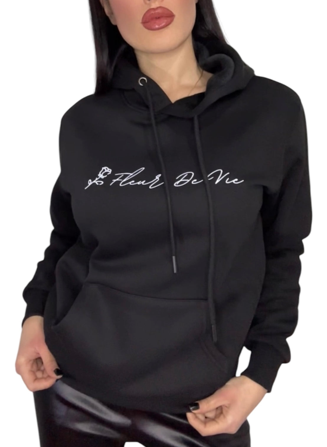 Felpa con cappuccio fleur de vie black