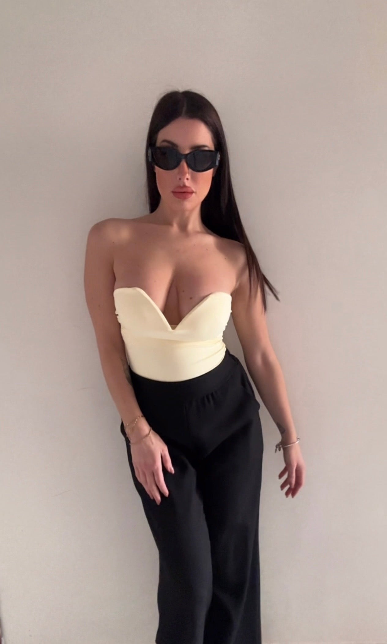 Body Bustier Giallo Burro con Scollo a Cuore