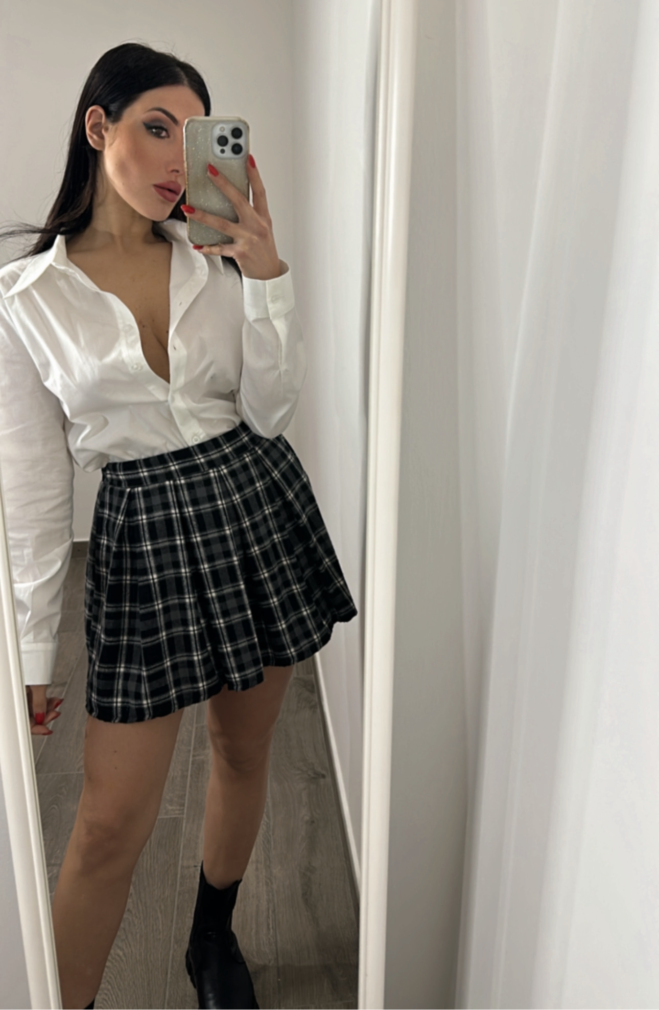 Minigonna a pieghe a quadretti