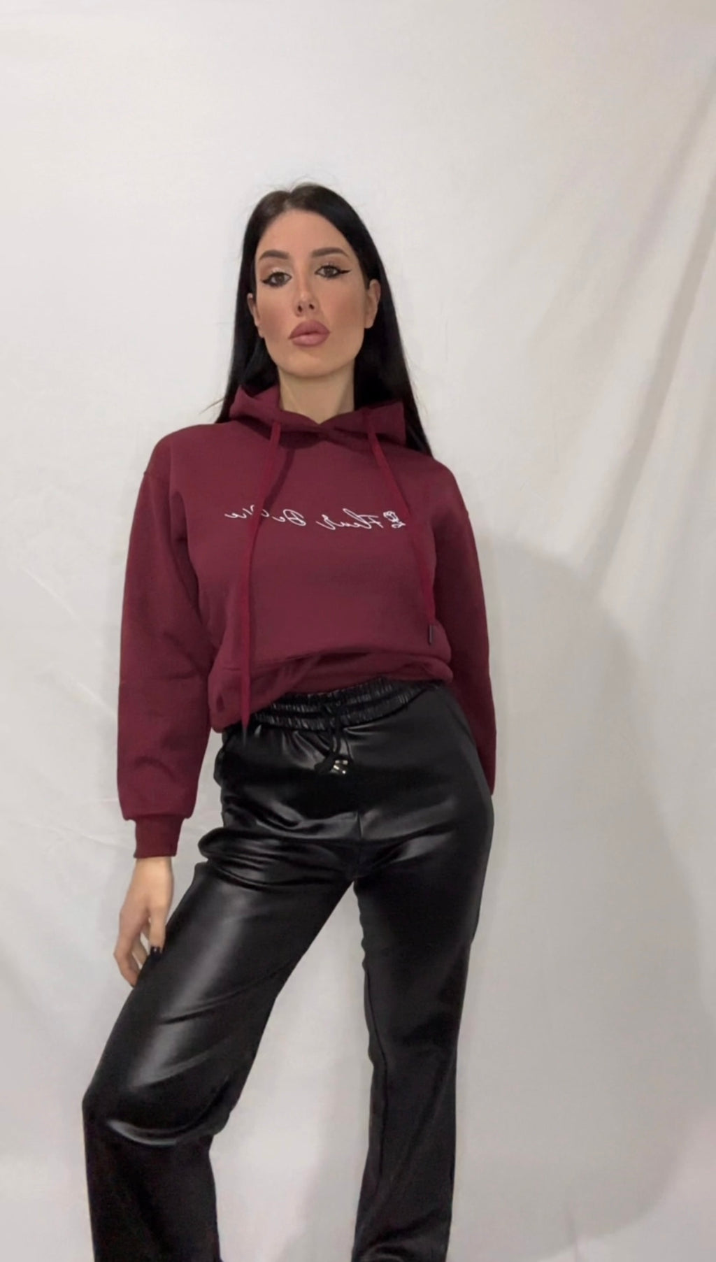 Pantalone Straight in ecopelle nera