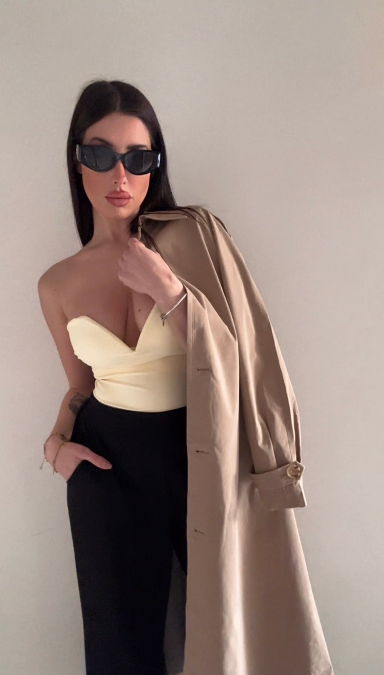 Body Bustier Giallo Burro con Scollo a Cuore