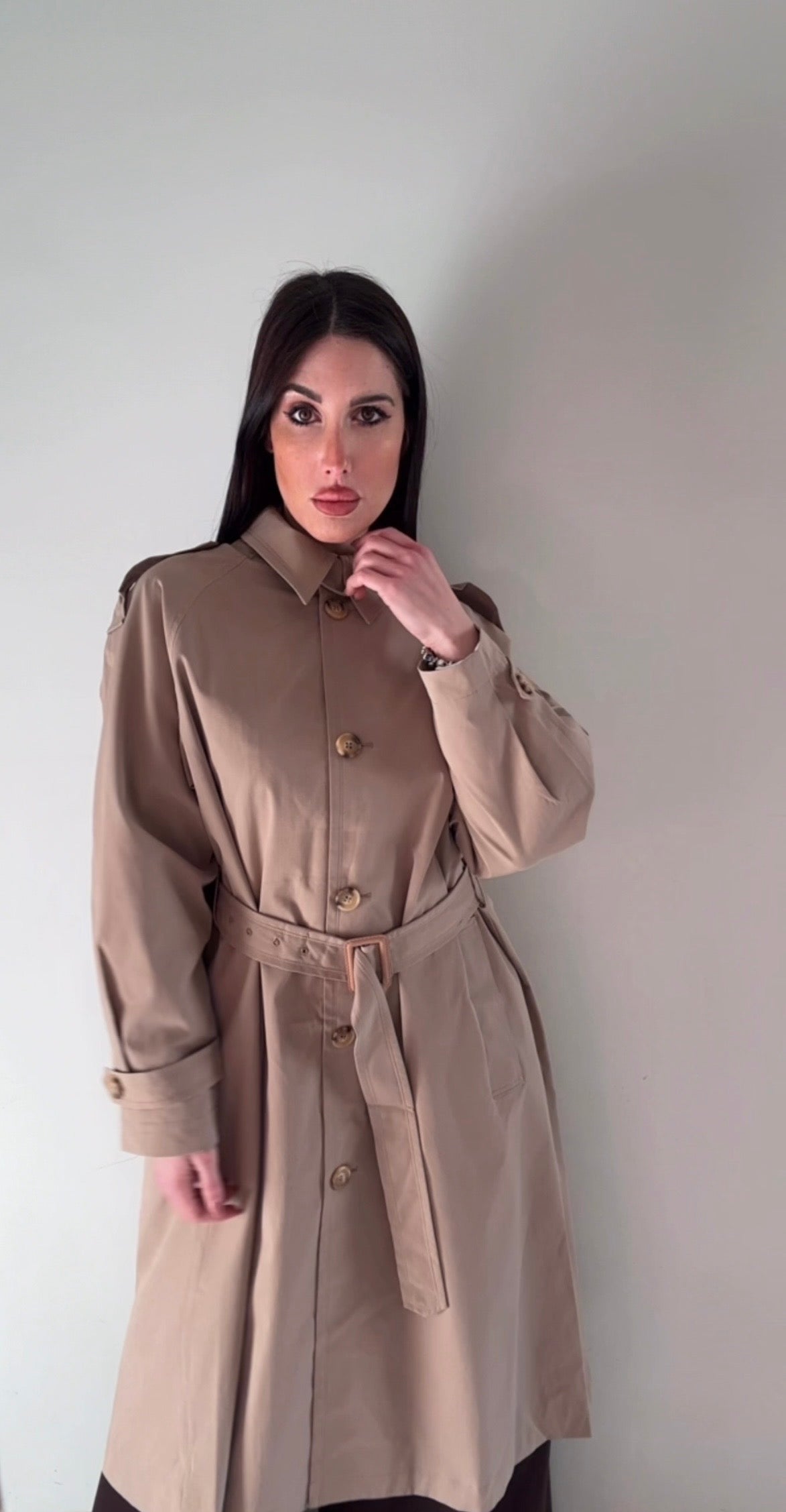 Trench Donna Beige Oversize - Impermeabile Lungo con Cintura Fleur De Vie