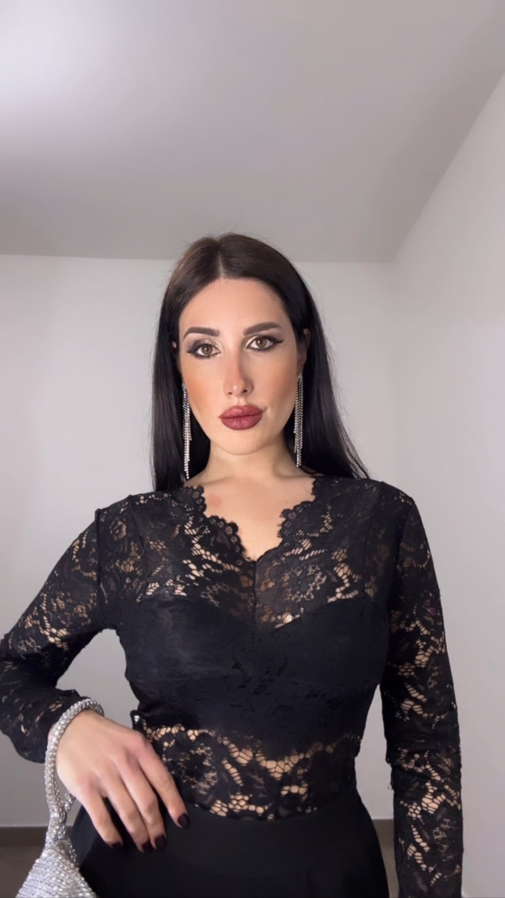 Maglia in pizzo nero