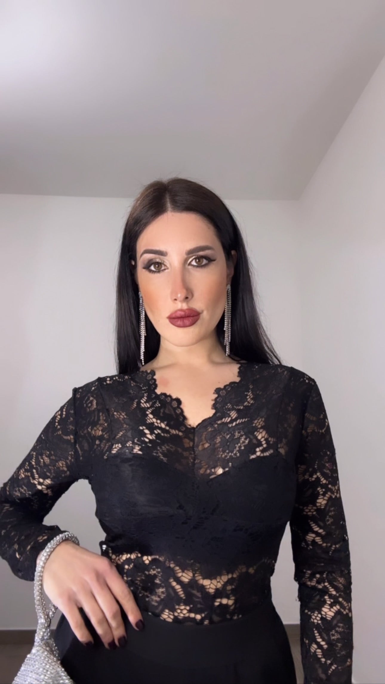 Maglia in pizzo nero