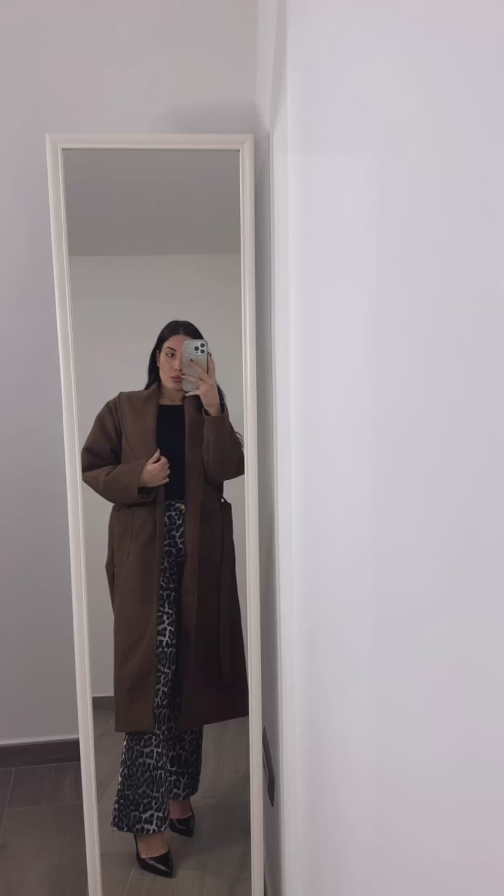 Cappotto donna con cintura in vita marrone