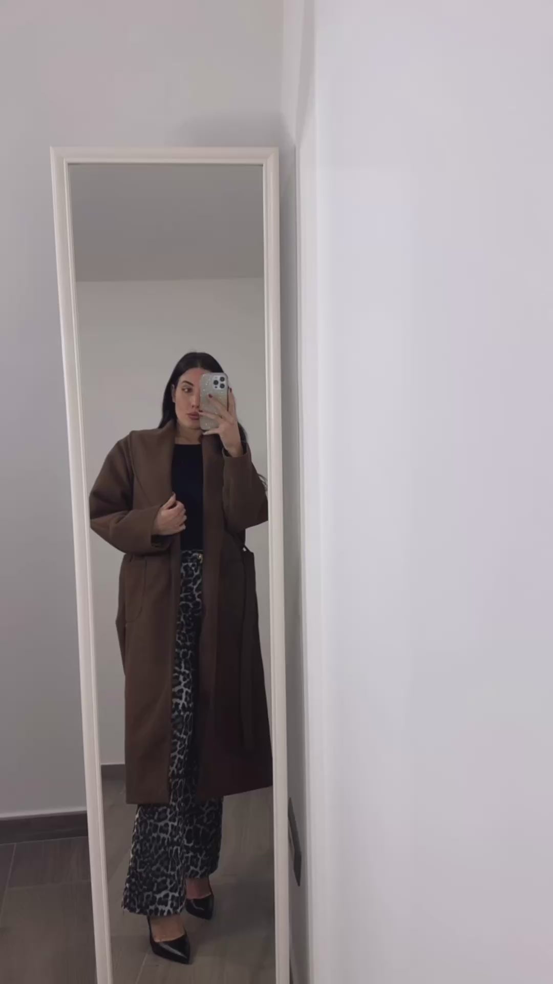 Cappotto donna con cintura in vita marrone